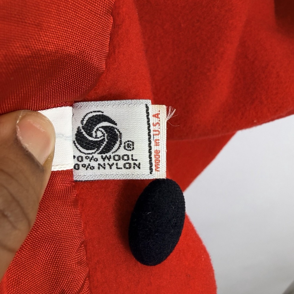 Vintage Rothschild Red Wool Coat ILGWU Union Made USA 3/4 Sleeve Size 10 - Picture 7 of 10